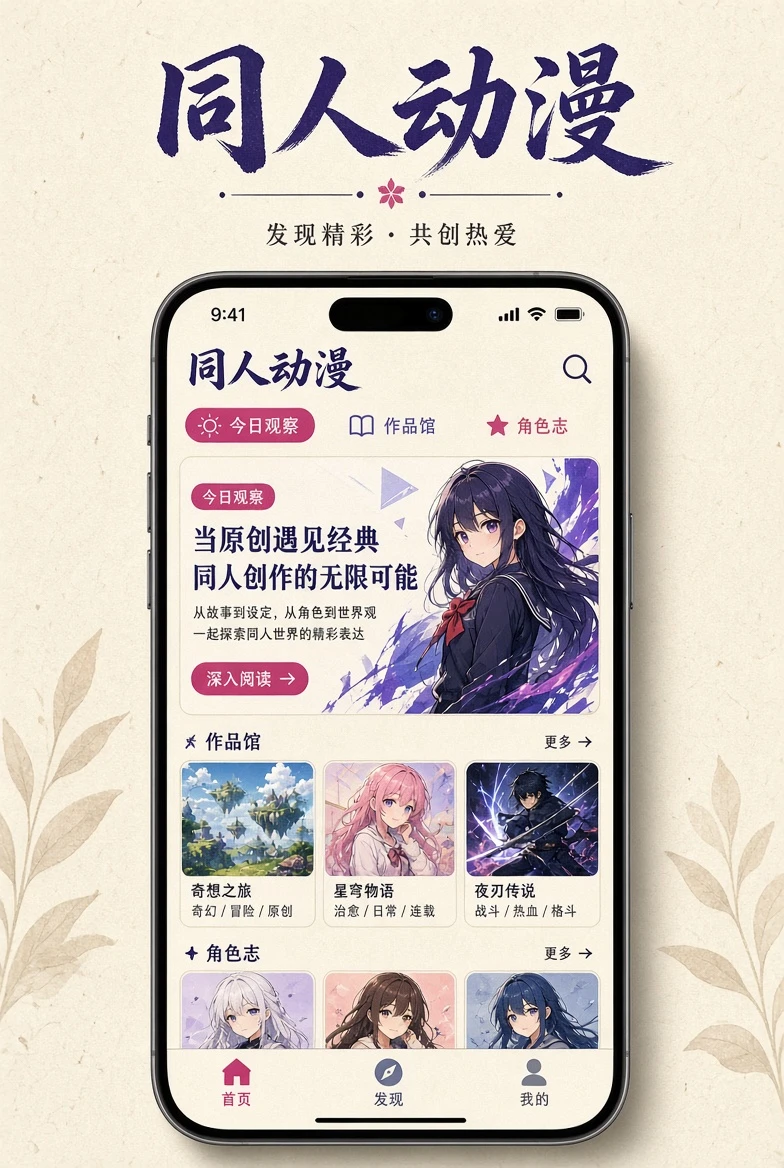 同人动漫移动端服务示意
